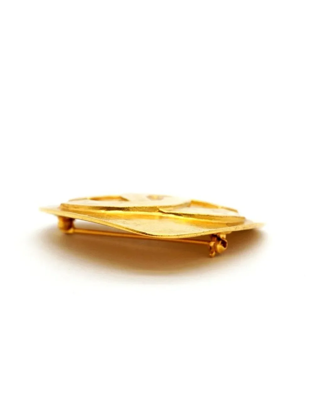 Chanel Brooch Vintage CC Logo Heart Motif Gold Plated